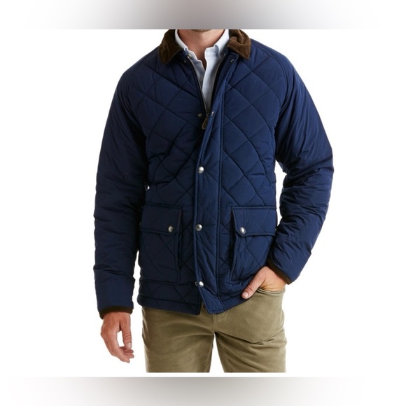 Men’s Vineyard Vines quilted Navy jacket w/brown corduroy collar pockets size L - Picture 11 of 11